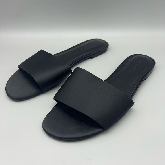 Banana Republic Sandals Womens 8 Black Slide Slip On Open Toe Flat Shoes Minimal - Picture 5 of 10